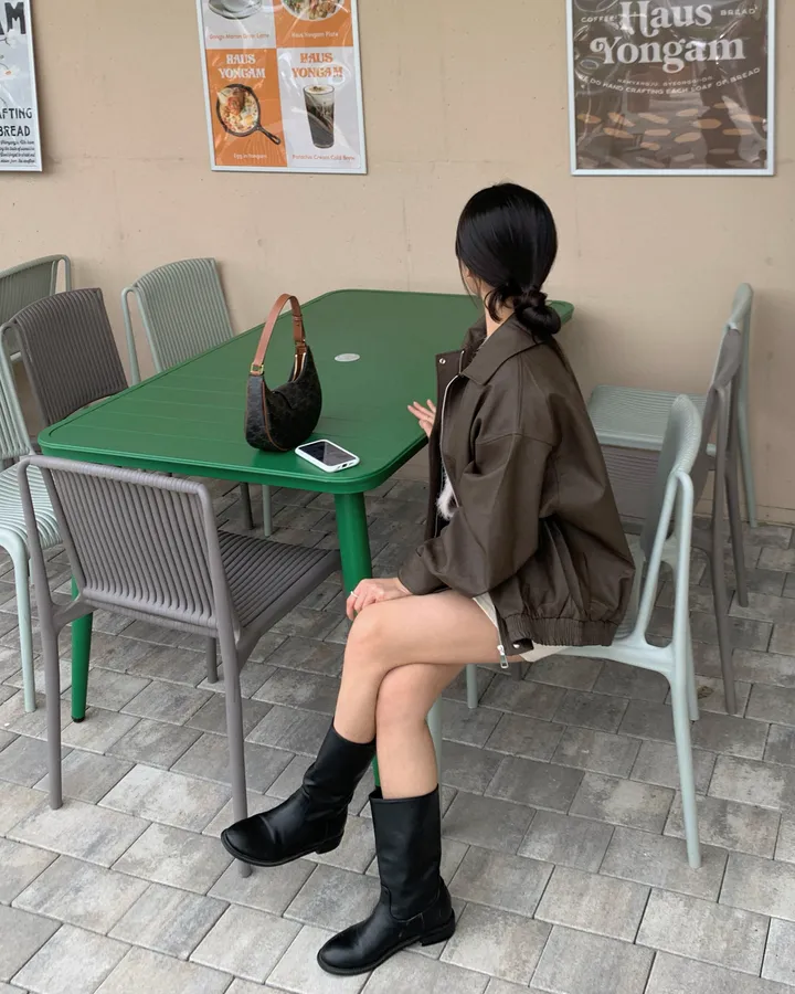 <미리 봄🌸/찐오버핏> 데이 오버핏 카라 블루종 레더자켓 - 2color 상세 이미지 6