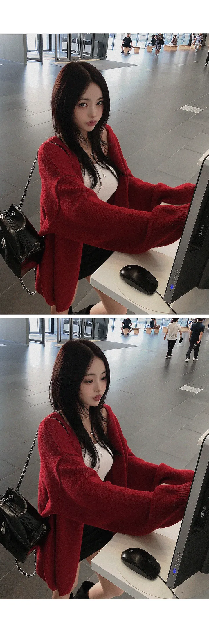 [고퀄/아방핏!] 델라 원버튼 루즈핏 벌룬가디건 아방가디건 레드가디건 도톰가디건 가을가디건 가을아우터 가을옷 가을신상 봄가디건 봄아우터 봄옷 봄신상 상세 이미지 3
