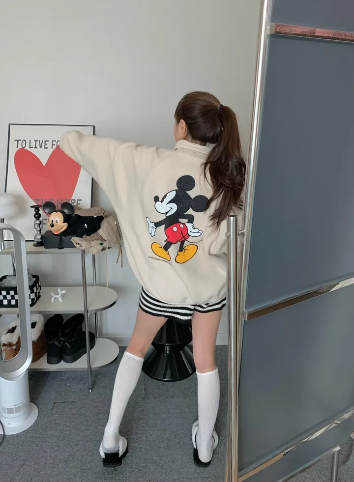 [🌠디즈니정품💭/남녀공용❤️/도링룩단독🤸] 미키 후리스 점퍼 미키마우스 캐릭터 뽀글이 집업 잠바 겨울 아우터 (3color) 상세 이미지 12