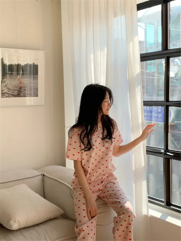 텐마 하트 반팔 긴바지 홈웨어 상하세트 파자마 잠옷세트 상세 이미지 6