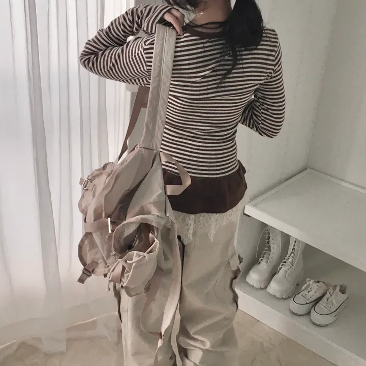 [하트단추🖤/스카시 펀칭] 말라핏 스트라이프 프릴 가디건 상세 이미지 35