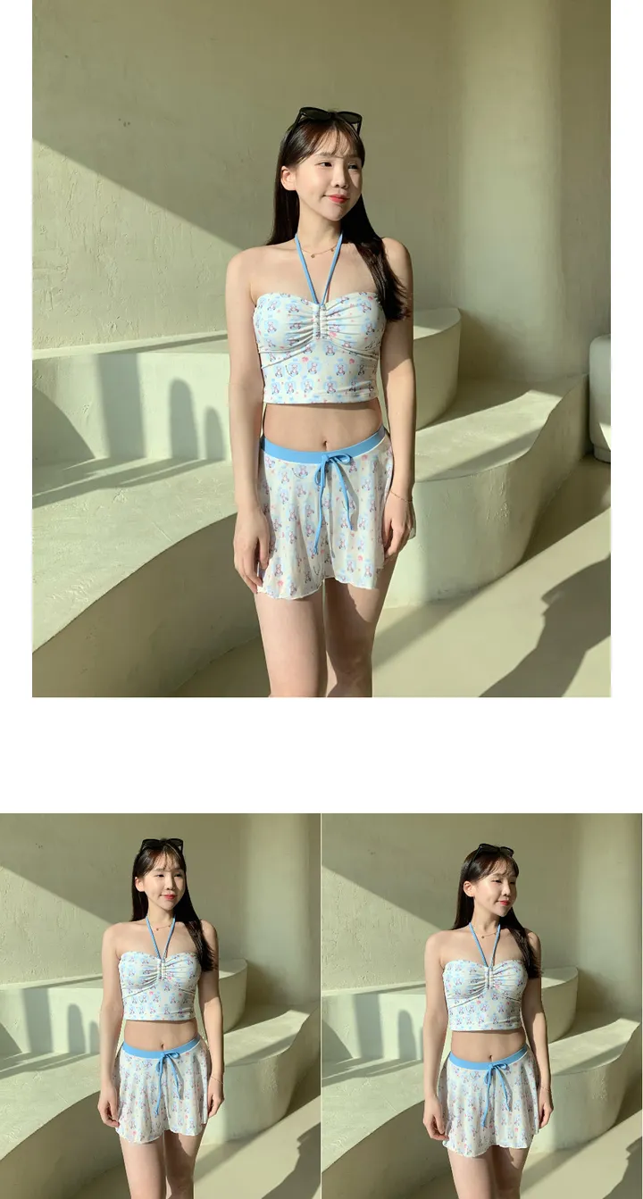 [당일출고/M-XL]홀터넥 커버업 치마 하이웨스트 비키니 베어 휴양지 수영복 상세 이미지 4