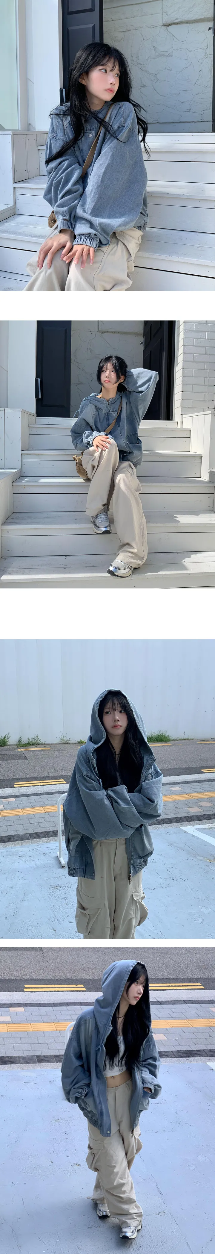 [기획🖤/오버핏] 톰 데님 후드 빈티지 워싱 투웨이 점퍼 -2color 상세 이미지 8