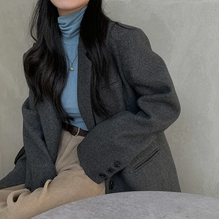 [wool100%/브랜드공정]  윈터 싱글 투버튼 카라 리얼 울 자켓 블레이저 - jk 상세 이미지 12