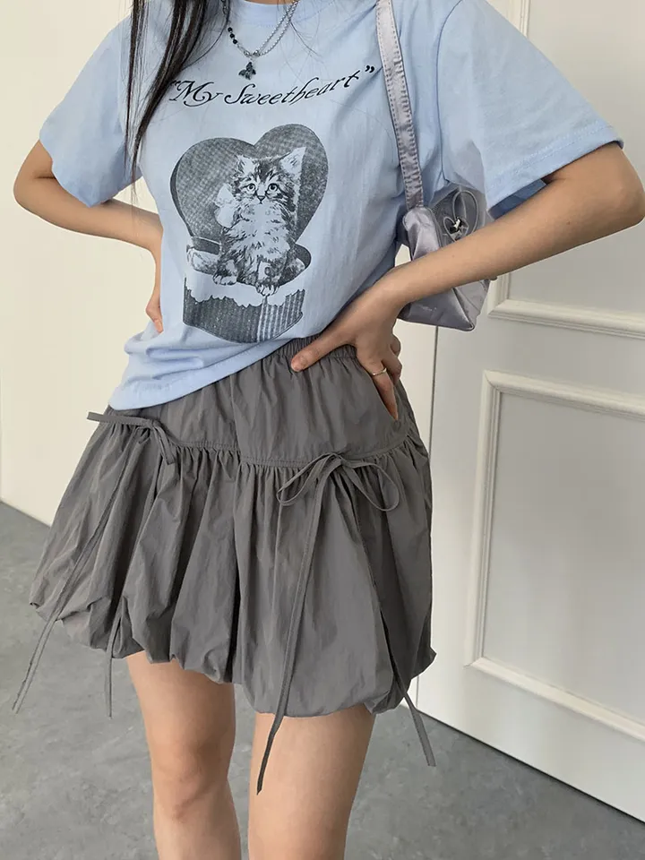 [속바지O/호박벌룬~펌킨 바스락나일론스커트! 가볍게입는 리본 포인트볼륨스커트] 벌룬리본나일론스커트 상세 이미지 38