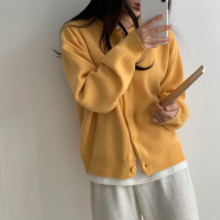 [ 데일리/무려~12컬러 ] 가을 겨울 포포 도톰 라운드 가디건 상세 이미지 51