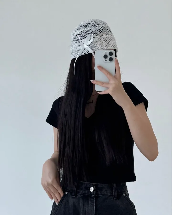 [당일✨강력추천✨] 리본 시스루 비니 2color 상세 이미지 17