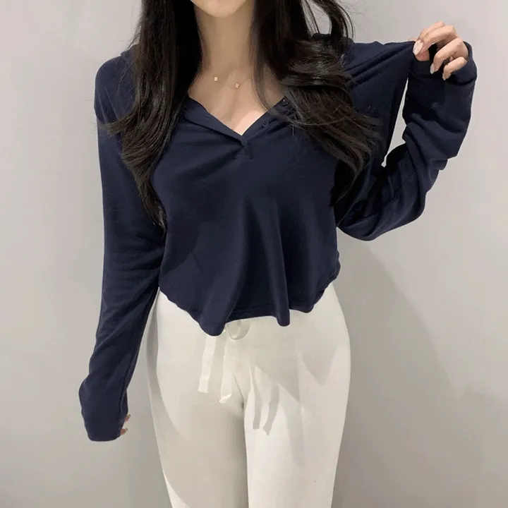 [800장돌파🔥/모델소장] 말랑 쫀득 버튼 후드긴팔티 5color 상세 이미지 1