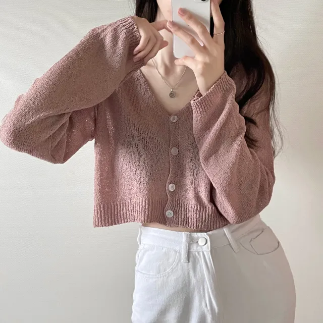 (5color)피넛 썸머 크롭 브이넥 가디건 상세 이미지 34