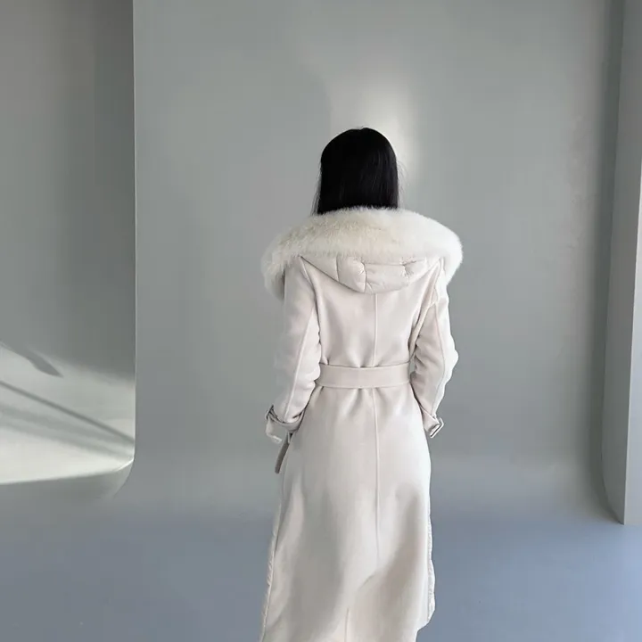[하이퀄리티] 로로 폭스퍼 구스다운 더블패딩코트 패딩배색코트 후드패딩코트 (수입) 상세 이미지 11