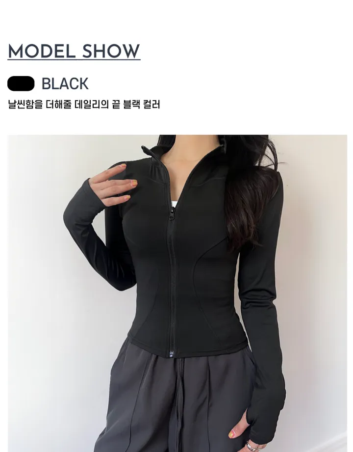 *묶음할인/날씬핏* 에리시 핑거홀 슬림핏 긴팔집업 트레이닝 반넥 하프넥 필라테스 운동 헬스 요가 상의 상세 이미지 14