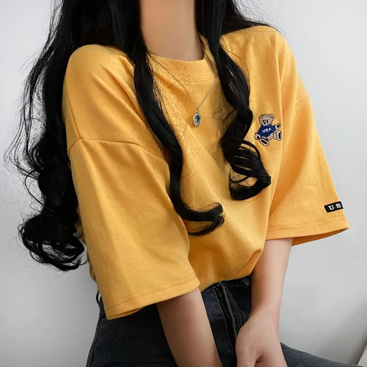 [예쁨/데일리] 베어 라벨 자수 오버핏 반팔티T 상세 이미지 27