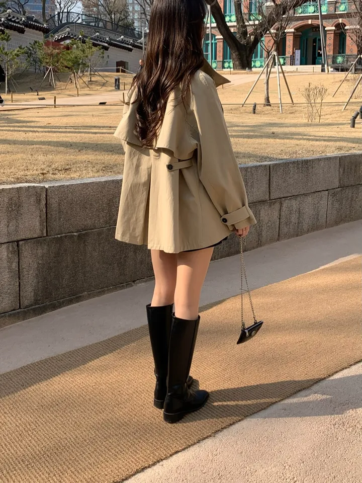 [*주문폭주!!/당일발송*] 파리 트렌치 케이프 하프코트 트렌치코트 트렌치하프 하프트렌치 코트 봄아우터 봄트렌치 절개트렌치 (1color) 상세 이미지 20