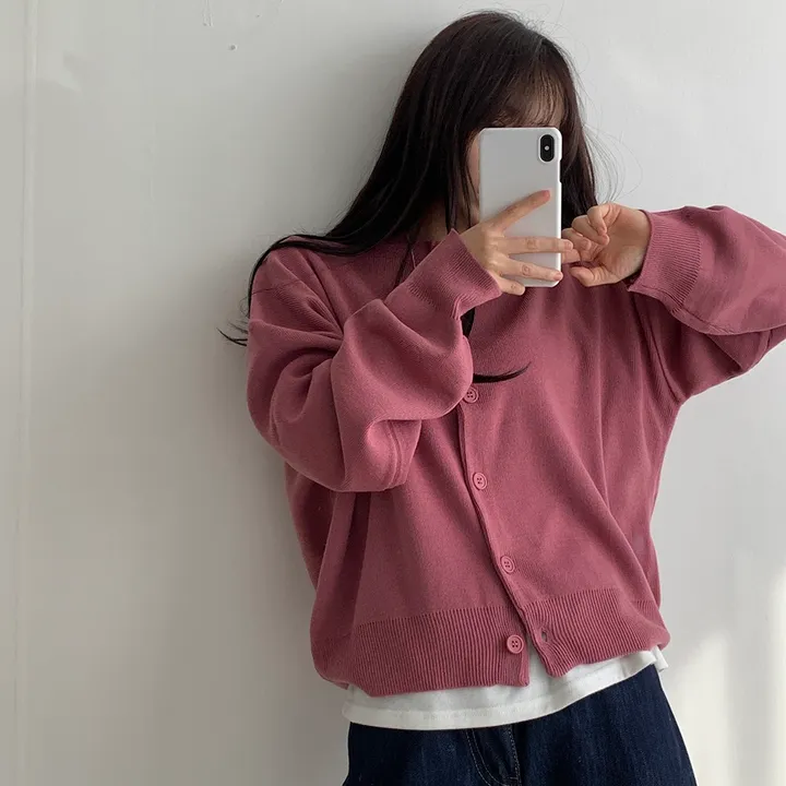[ 데일리/무려~12컬러 ] 가을 겨울 포포 도톰 라운드 가디건 상세 이미지 4