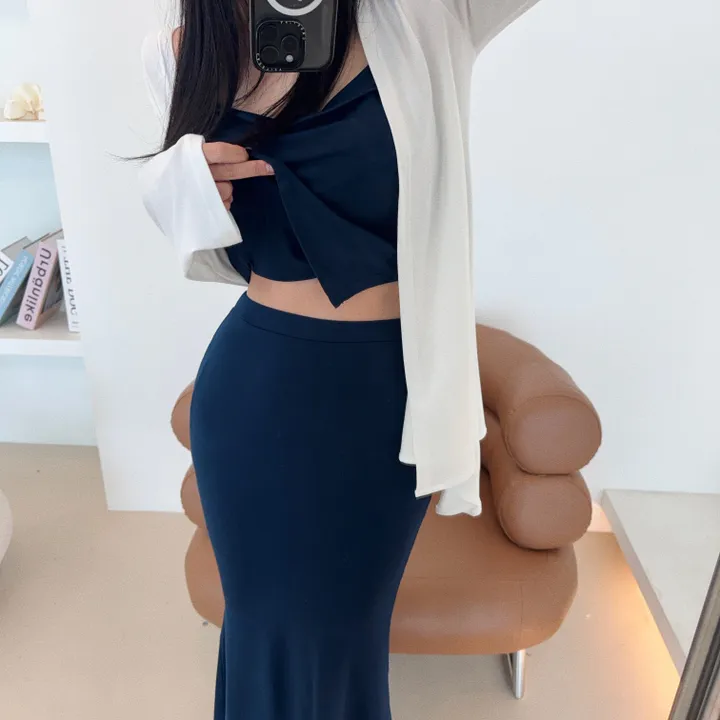 [자체제작]촉촉 셔링 나시 가디건 세트 상세 이미지 51
