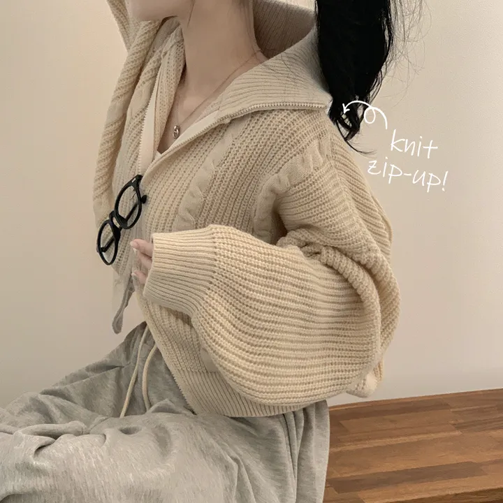 [도톰따뜻🩶고퀄!] 아방핏 투웨이 꽈배기 니트집업 오버핏 가디건 상세 이미지 2