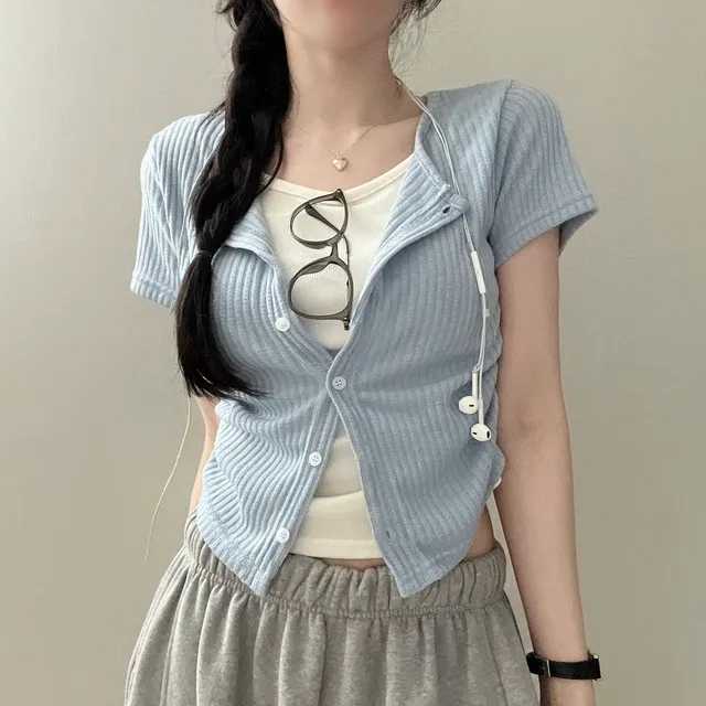 [ 가디건일체형/반팔ver🔥 ] 로제 레이어드 옆셔링 반팔가디건 티셔츠(3col) 상세 이미지 12