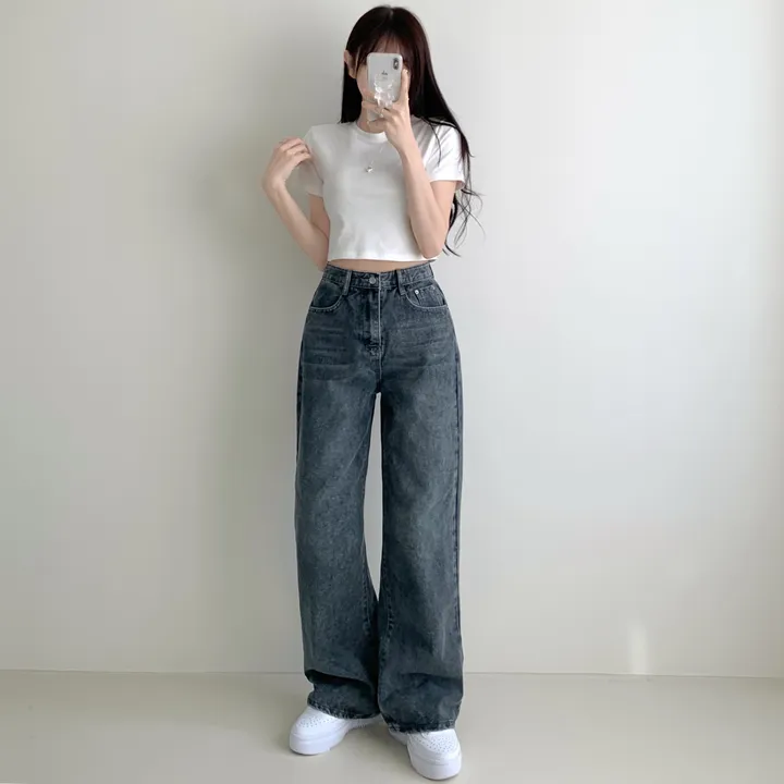 ["인생"데님🖤/기장선택/~XL] 올데이 하이웨스트 캣브러쉬 워싱 데님 와이드 팬츠 바지 키작녀 키큰녀 빅사이즈 청바지 상세 이미지 25