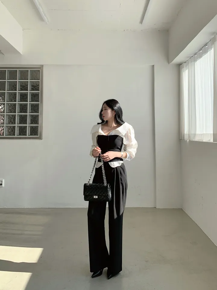 [ SET추천 / 시크페미닌 ] 제이 지퍼 스모크밴딩 크롭 탑 + 슬랙스 투피스 세트 별도구매 오피스룩 하객룩 상세 이미지 30