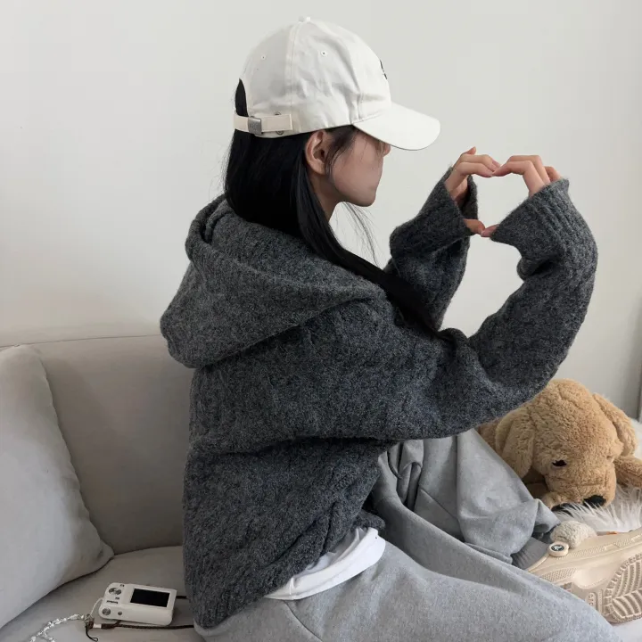 [따숩/폭닥] 알파카 겨울 케이블 후드 포켓 루즈핏 가디건 상세 이미지 7