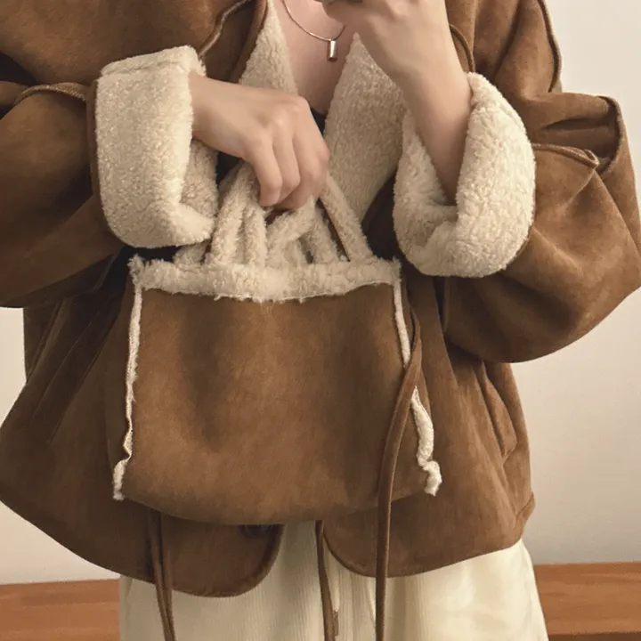 [양털안감/가방set] 유연소재,귀여움! 스웨이드 무스탕 자켓 2color 상세 이미지 7
