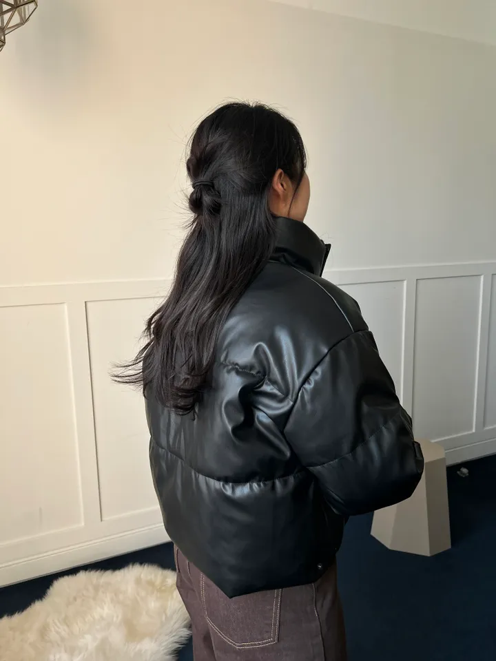 [당일출고❤️/최저가] 하이넥 레더 크롭 숏 패딩 점퍼 상세 이미지 13