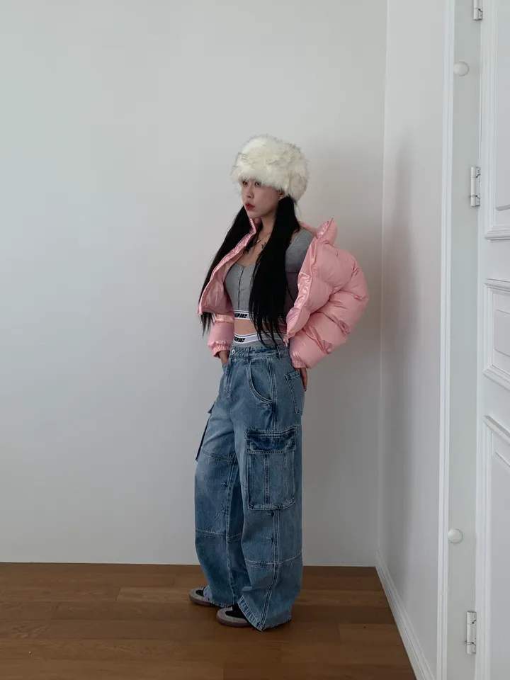💗🤍전컬러당일발송🤍💗 크롭패딩 겨울신상 글로시패딩 유광패딩 숏패딩 스트링패딩 투웨이패딩 발레코어룩 y2k 크롭 숏 패딩 점퍼 상세 이미지 18