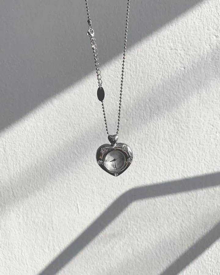 Twinkle Heart Clock Long Necklace 상세 이미지 7