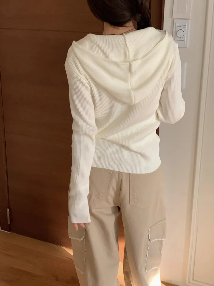 (주문폭주) 헤리 후드 골지 여리핏 니트 집업 (3color) 상세 이미지 18