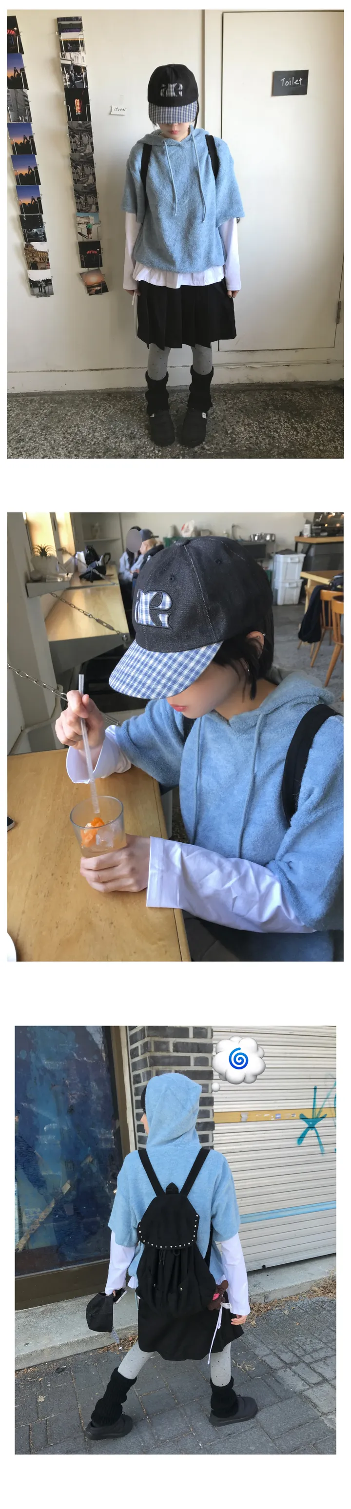 데님 체크 볼캡 (NAVY / BLACK) 상세 이미지 3