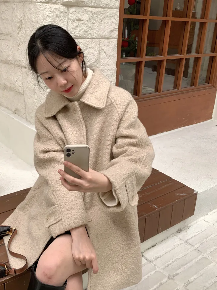 [안감누빔]테이퍼 부클 하프코트*베이지 당일발송 상세 이미지 23