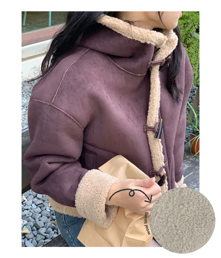 후드 떡볶이 무스탕 코트 상세 이미지 7
