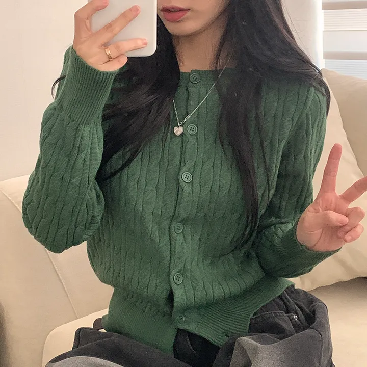 묶음할인🤍[겨울⛄️] 리즈 꽈배기 라운드 니트 가디건 상세 이미지 5