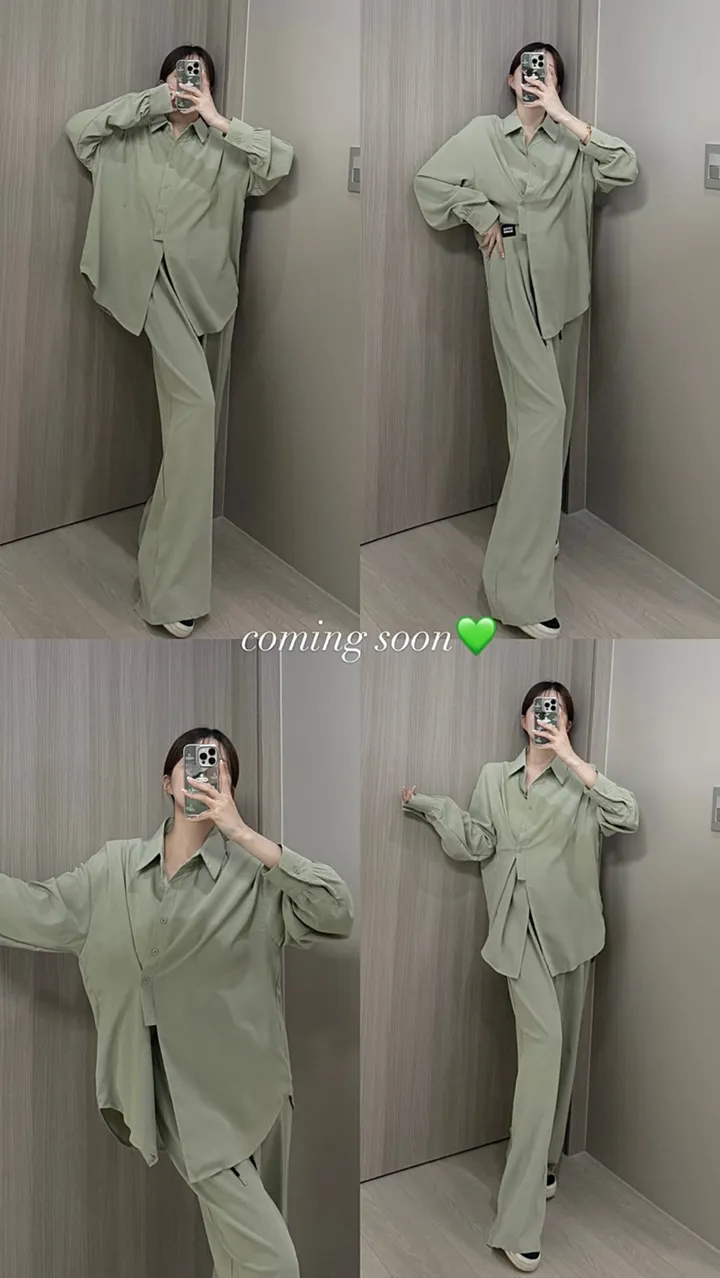 [최저가/부분당일발송🚚]빅사이즈 루즈핏 패치 남방셔츠 스트링 슬랙스 와이드팬츠 투피스세트/44-88/빅사이즈/찰랑/시원한소재/여름신상/뒷밴딩/여름하객룩/휴양지룩/바캉스룩/투웨이 상세 이미지 3