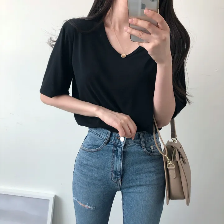 (국내제작 부드러움) 찰랑 데일리 기본 반팔 티셔츠 상세 이미지 35