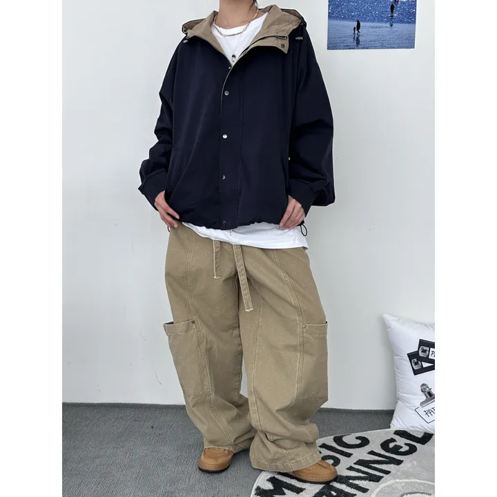[UNISEX]라코 컬러 배색 포인트 빈티지 후드 야상 점퍼 자켓(3color) 상세 이미지 19