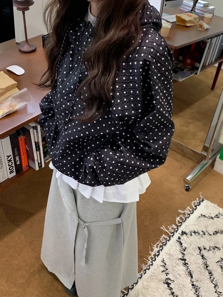 [고퀄/모델소장🖤]도트 땡땡이 후드 바람막이(2color) 상세 이미지 7