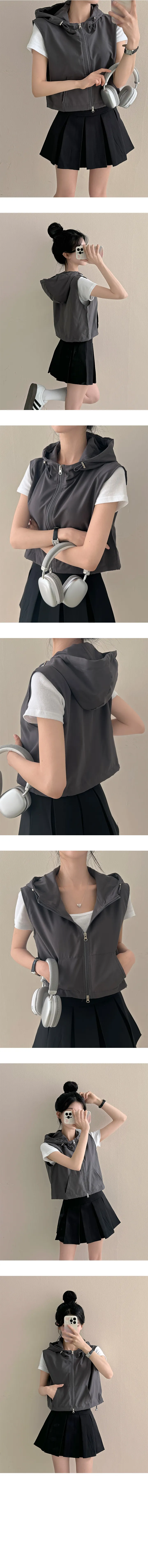 *묶음할인[바스락~/핏조절O] 투웨이 스트링 후드 아노락 조끼집업 상세 이미지 6