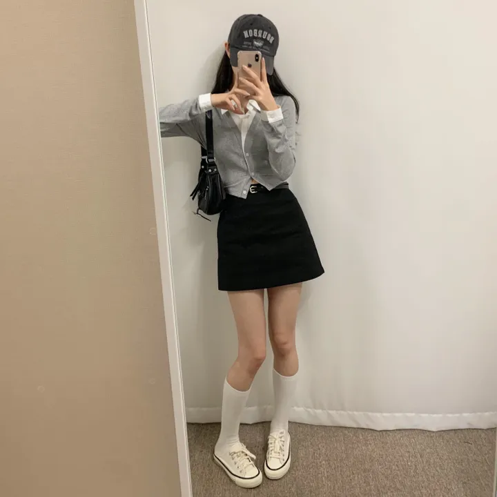 [벨트 SET] 미우 베이직 미니스커트 / 치마 속바지O 데이트룩 하객룩 나들이룩 모던 봄 스커트 미니멀 상세 이미지 12