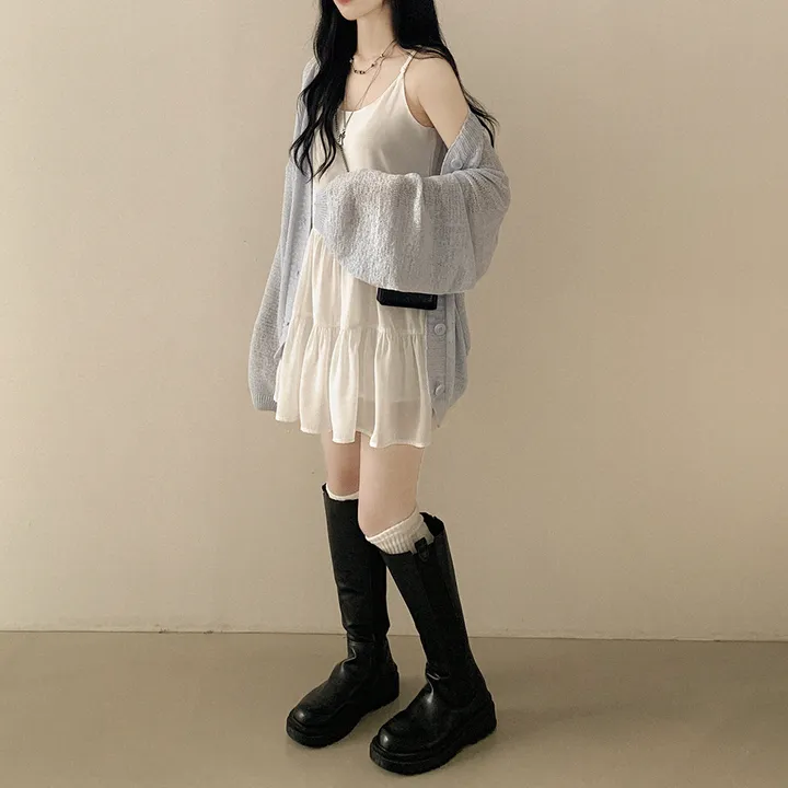 [햇빛차단☀️/왕오버핏!] 보호본능 왕박시 브이넥 여름 벌룬 가디건 빅사이즈 체형커버 살안타템 여행룩 상세 이미지 25