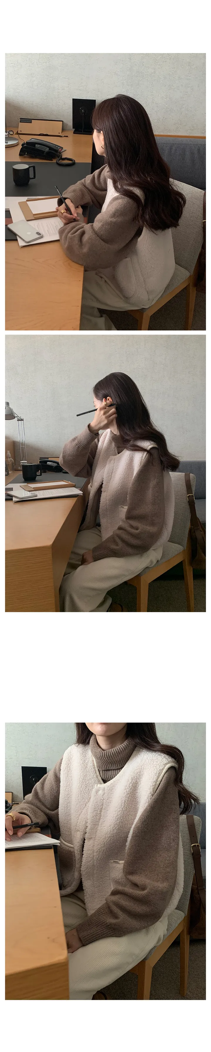 [RE:MOMENT/아이보리 당일발송] made. 포그 후리스 베스트 상세 이미지 26