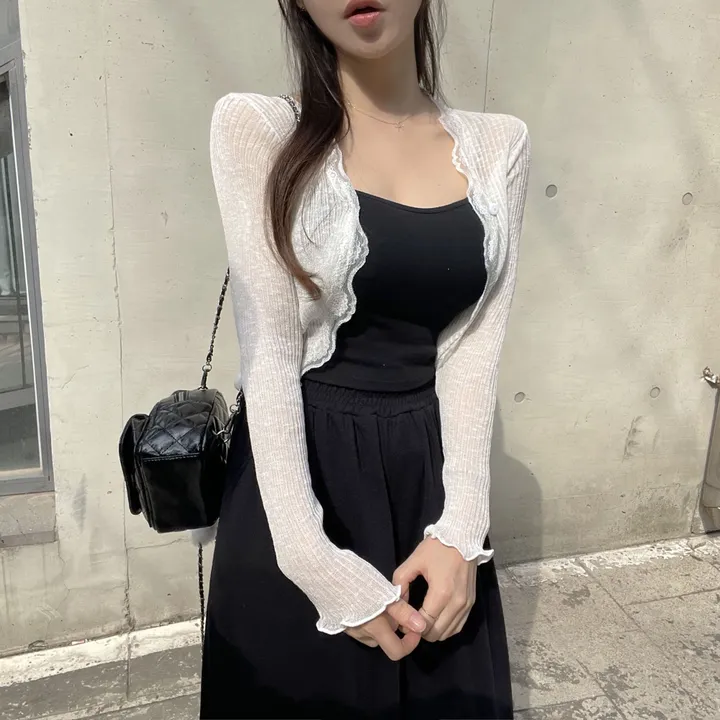 퍼티 썸머 시스루 레이스 크롭 볼레로 가디건 상세 이미지 6