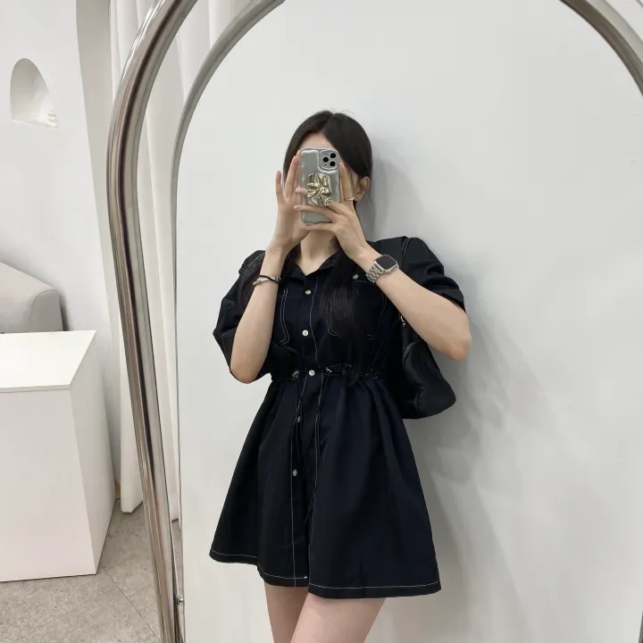 [SET!]스티치 스트링 반팔 셔츠 자켓 반바지 투피스 세트 상세 이미지 6