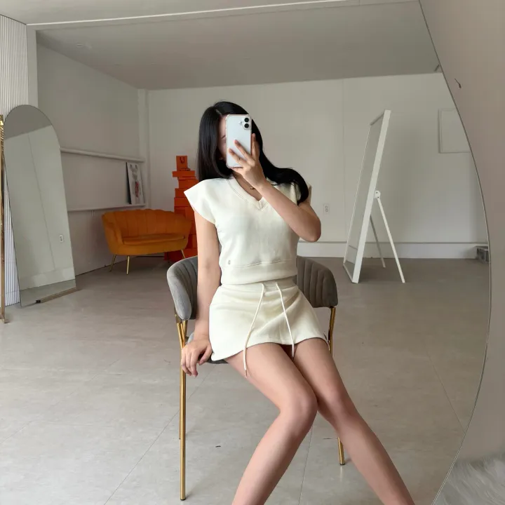 프로스 내추럴 베스트&치마바지 세트  *미니,숏,투피스,브이넥,캡소매,트임,밴딩 상세 이미지 12