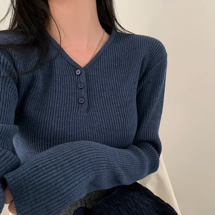 [4계절필수 디자인/연그레이 당일출고✨] 자체제작 #크치Made 젤리 버튼 트임 브이넥 골지 겨울 니트 긴팔티셔츠 - nt 상세 이미지 84
