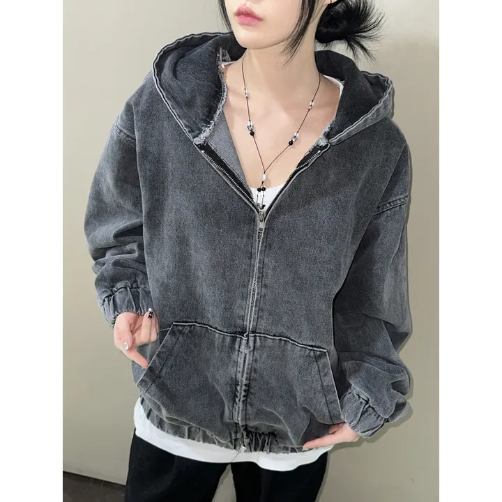 [UNISEX]시티드 데님 루즈 박시 후드 집업 점퍼 자켓(2color/5-7일 여유주문) 상세 이미지 18