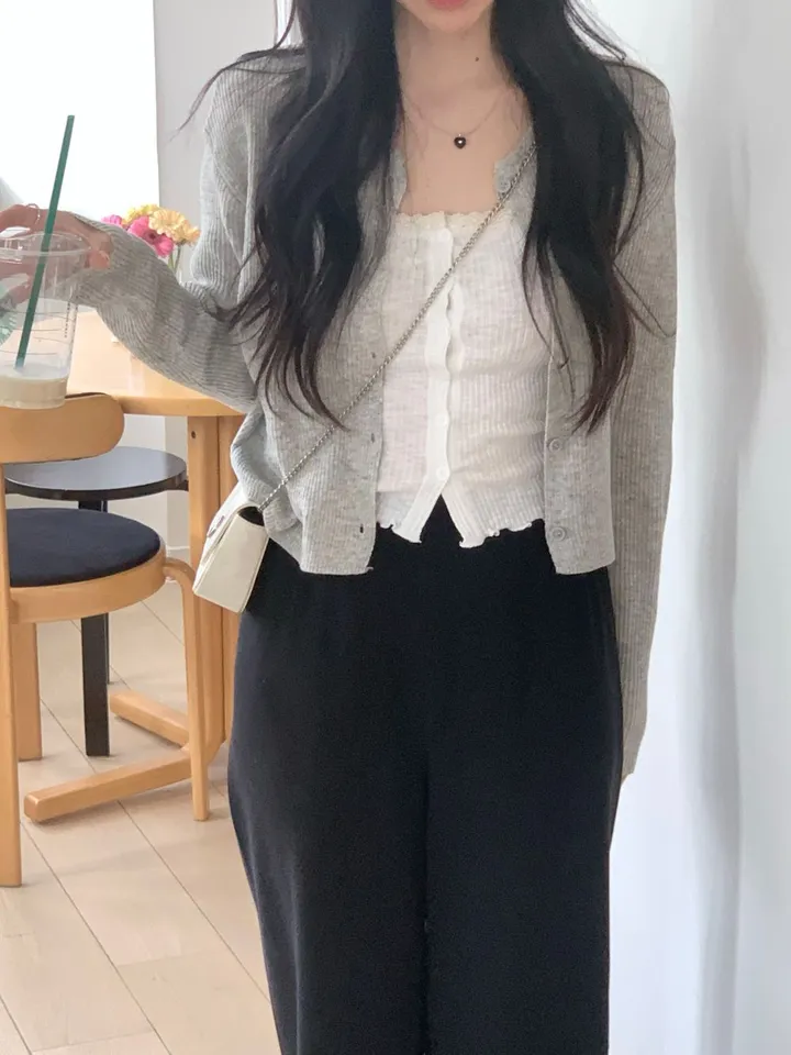 레이 여름 린넨 골지 크롭 라운드 긴팔 가디건 (9color) [ 봄 여름 살안타템 데일리룩 기본 베이직 ] 상세 이미지 19