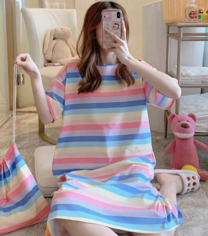 [귀여움 폭발🐥] 1+1 할인 / 6종 캐릭터 반팔 원피스 파자마 (파우치+양말 증정/FREE 사이즈) 상세 이미지 9