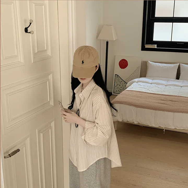 [여름셔츠✨/오버핏!] 버터링 스트라이프 바스락 코튼 레이어드 셔츠 넉넉함보장 빅사이즈 상세 이미지 20