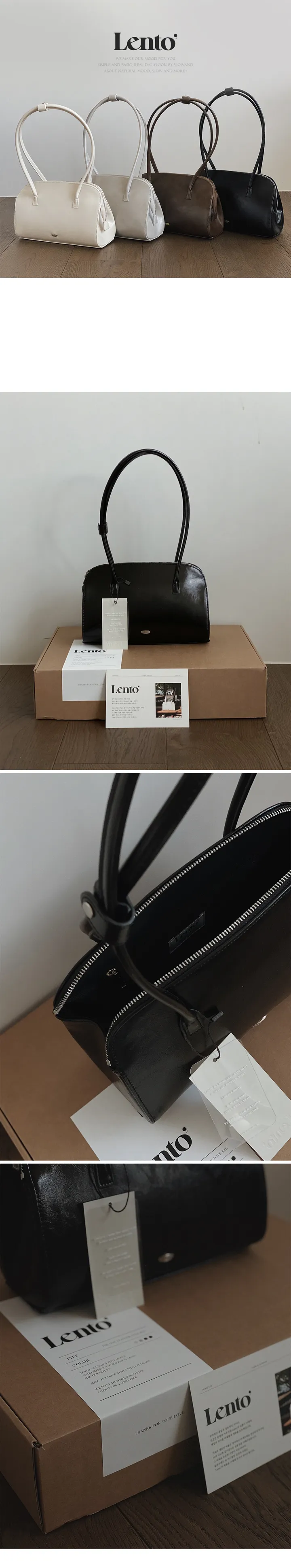 [🤎트렌디/숄더백] #LENTO. Baguette Tote Bag - 4 color (SLOWMADE/자체제작/알찬수납력/데일리/바게트백/레더백/이너포켓) 상세 이미지 14